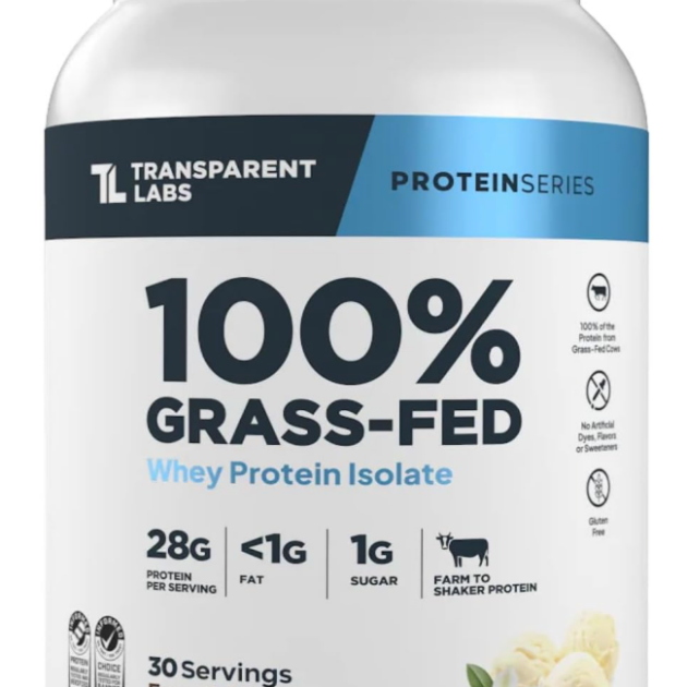Transparent Labs Grass-Fed Whey Protein Isolate - Naturally Flavored, Gluten Free Whey Protein Powder with 28g of Protein per Serving