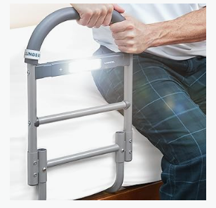 Bed Assist Rail for Seniors with Motion-Activated Light & Non-Slip Grab Bar